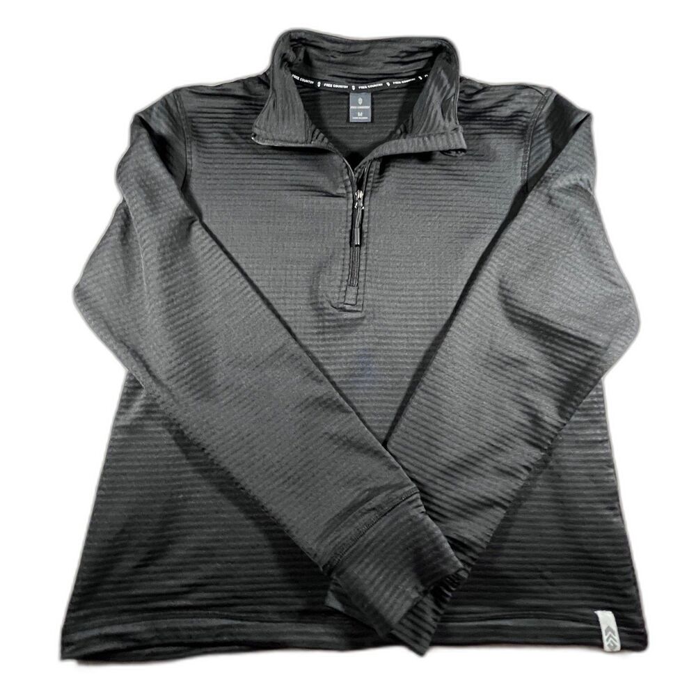 Mens Free Country quarter zip Pullover Black Medium
